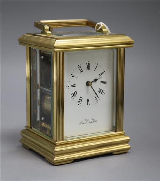 A large French gilt brass carriage clock